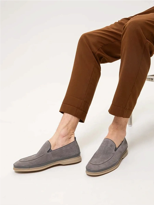 Мужские лоферы BRUNO RENZONI  серые, артикул MC082BB-4B