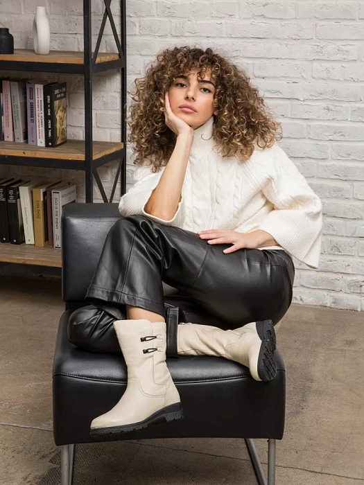 Женские полусапоги eObuv белые, артикул 9-76410-41-123