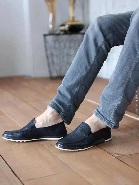 Мужские мокасины BRUNO RENZONI  синие, артикул 0850B-67B