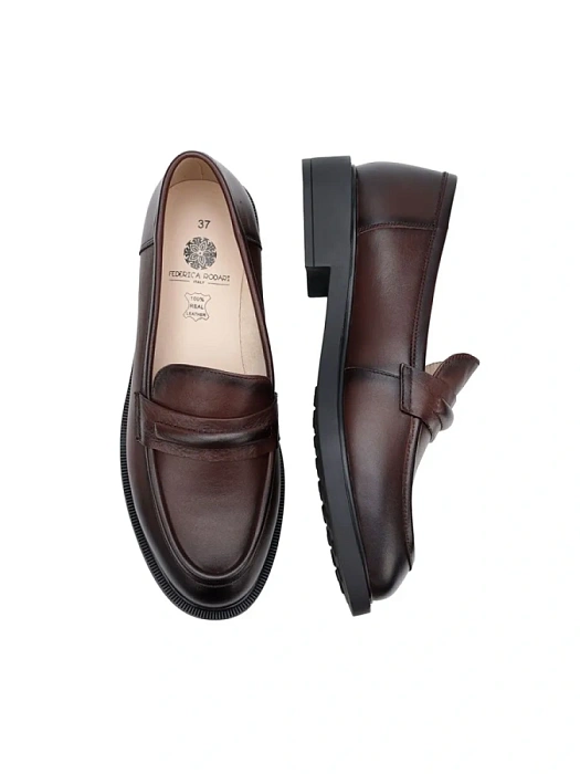 Женские лоферы FEDERICA RODARI коричневые, артикул 15E-A4002D-1