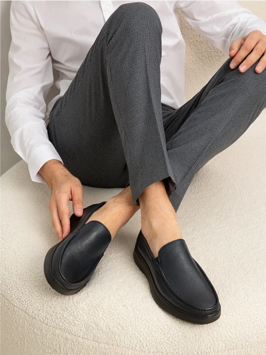 Мужские мокасины BRUNO RENZONI  синие, артикул 2465A-1-C18