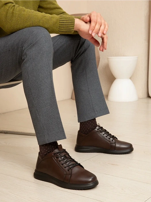 Мужские кеды BRUNO RENZONI  коричневые, артикул DSHD-DM005B