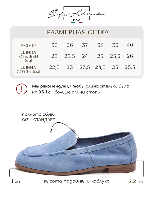 Женские лоферы SOFIA-ALEXANDRA голубые, артикул 38E-HF695-B