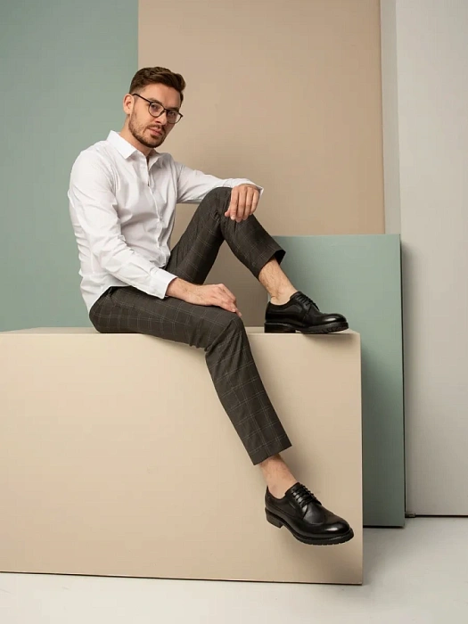 Мужские дерби BRUNO RENZONI  черные, артикул G455A-G9A-NP