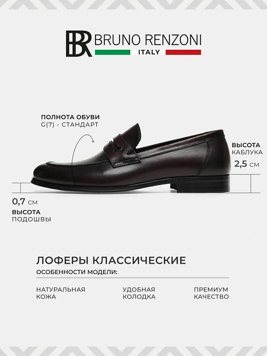 Мужские лоферы BRUNO RENZONI  бордовые, артикул F238AB-19D