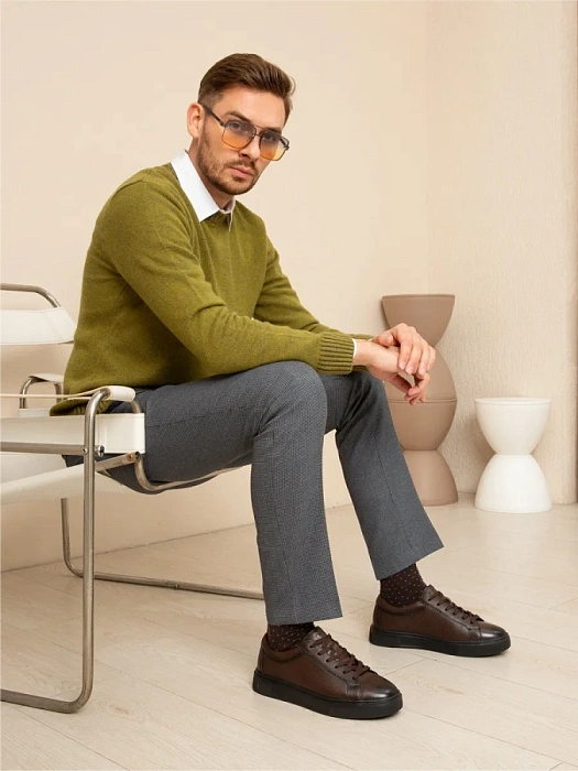 Мужские кеды BRUNO RENZONI  коричневые, артикул 523020-116