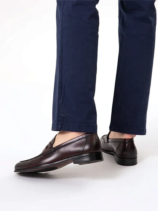 Мужские лоферы BRUNO RENZONI  бордовые, артикул F238AB-19D