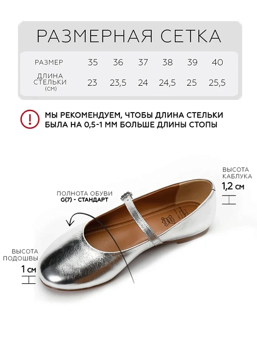 Женские балетки SOFIA-ALEXANDRA серебристые, артикул 38E-B056-A417D1