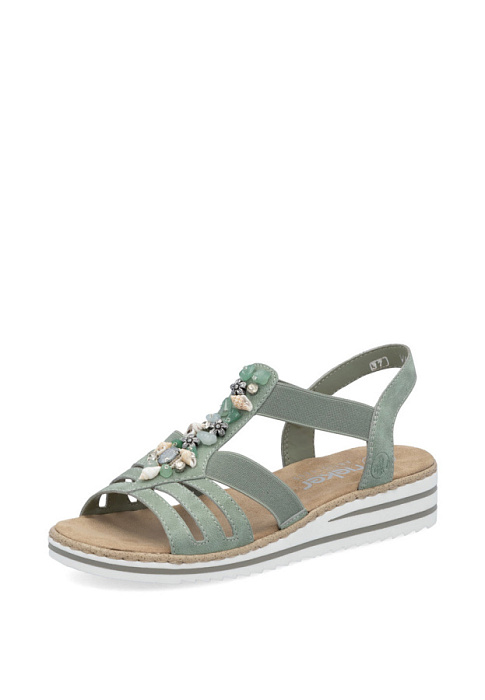 Женские босоножки  RIEKER зеленые, артикул V0649-52