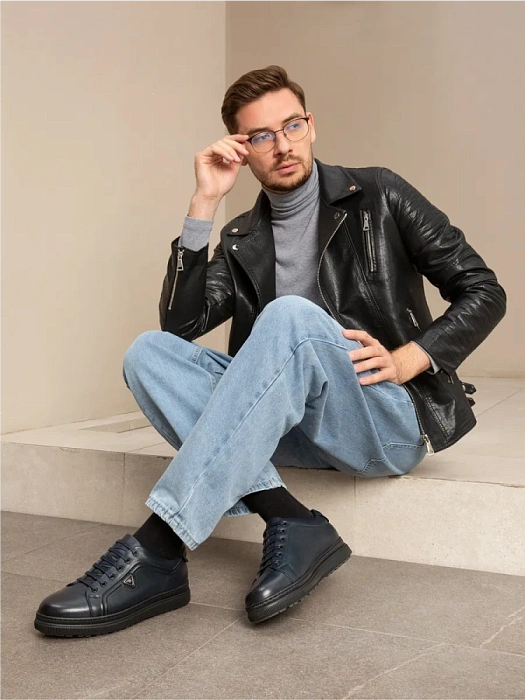 Мужские кеды BRUNO RENZONI  синие, артикул 1829A-27Z-C18