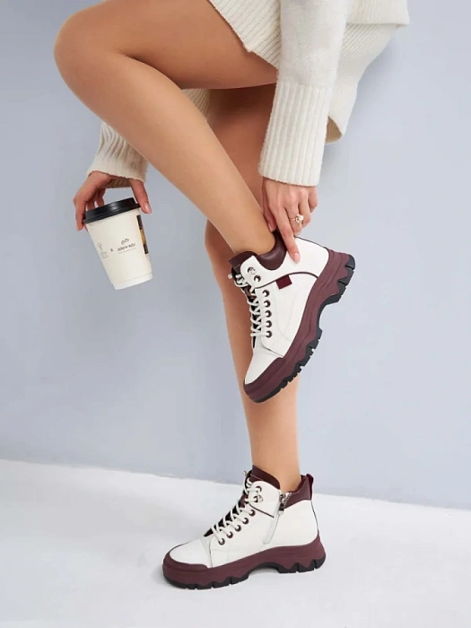 Женские ботинки eObuv белые, артикул AW25-60-6