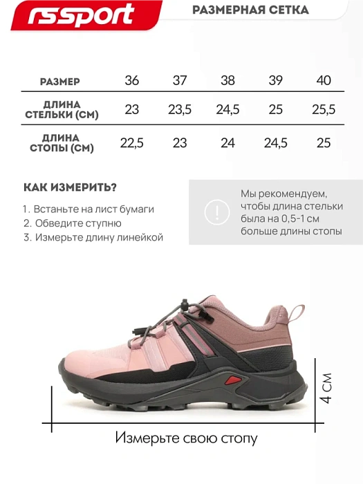Женские кроссовки RS SPORT розовые, артикул LK234A2W-1/pink