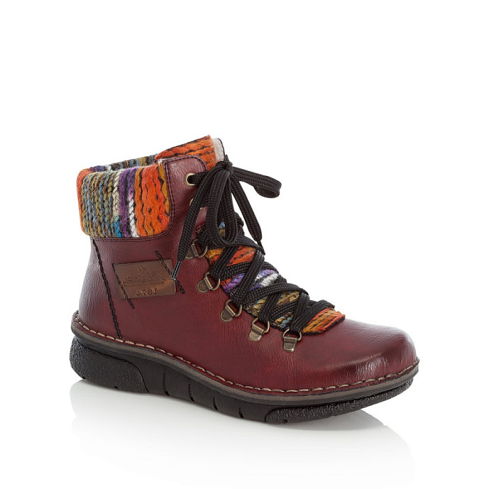 Женские ботинки basic RIEKER бордовые, артикул 73343-35