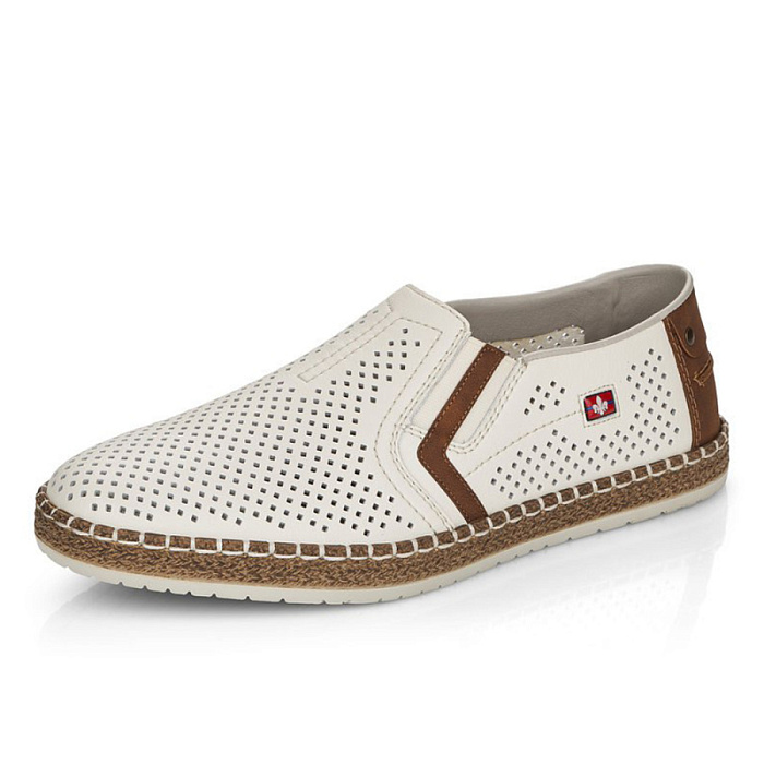 Мужские слипоны RIEKER белые, артикул B5297-80