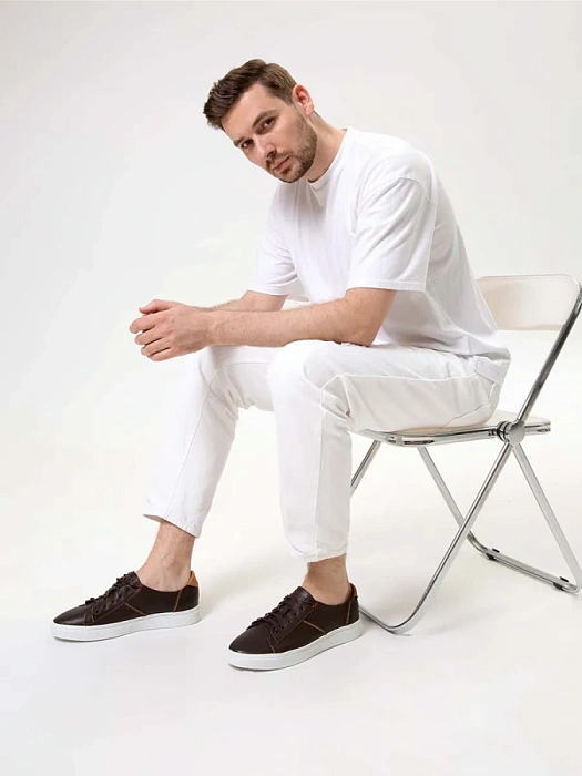 Мужские кеды BRUNO RENZONI  коричневые, артикул 14916666