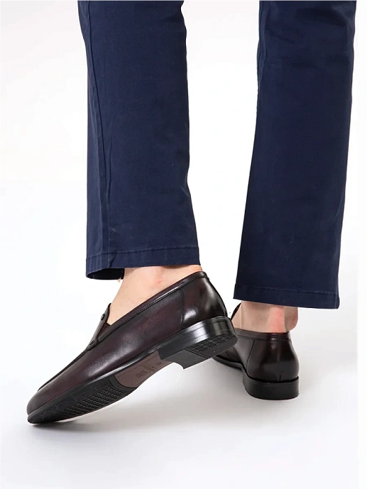 Мужские лоферы BRUNO RENZONI  бордовые, артикул F310AB-78B