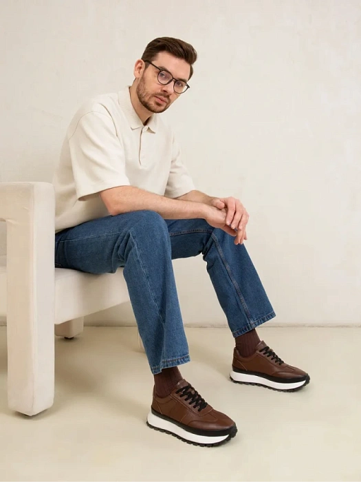 Мужские кроссовки BRUNO RENZONI  коричневые, артикул ZCA8982YT-2