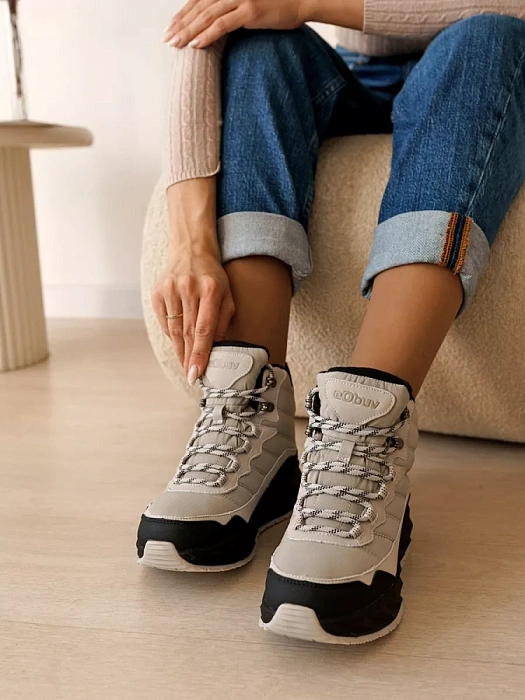 Женские ботинки basic eObuv серые, артикул 138596/05-02EB
