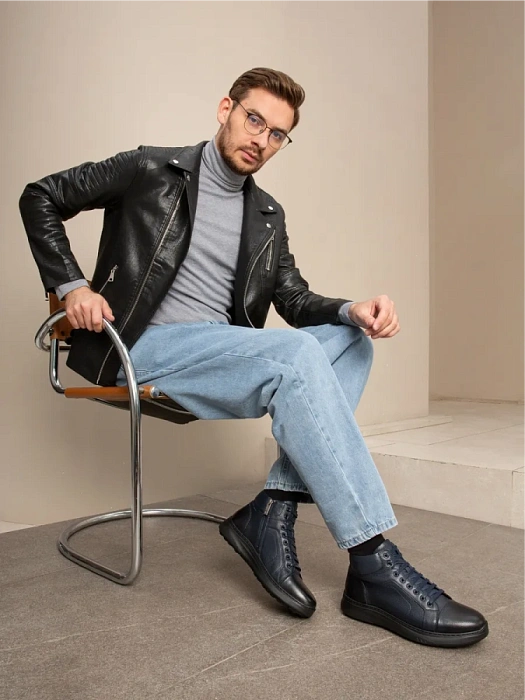 Мужские ботинки BRUNO RENZONI  синие, артикул 983X-16R-TA49