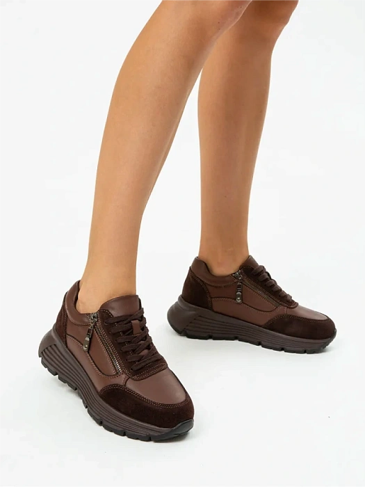 Женские кроссовки FEDERICA RODARI коричневые, артикул 42E-2382-9A