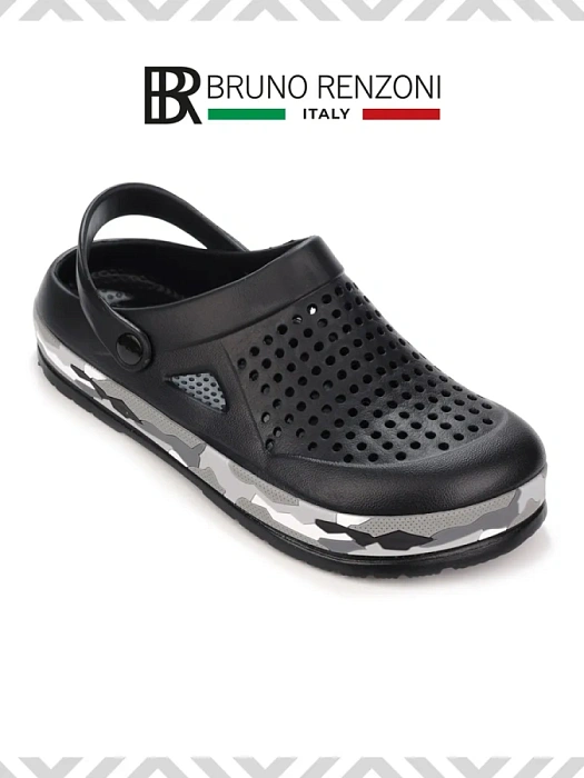 Мужские сабо BRUNO RENZONI  черные, артикул 437329/01-01BR