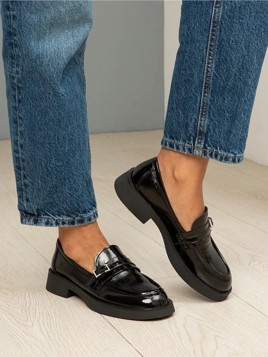 Женские лоферы FEDERICA RODARI черные, артикул 43E-H5219-Z37940-1