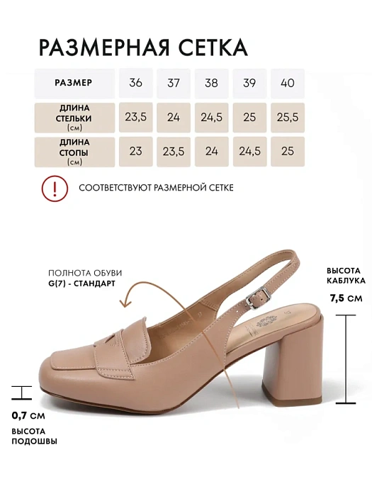 Женские слингбэки FEDERICA RODARI бежевые, артикул 17E-H1029-L1545-2Y