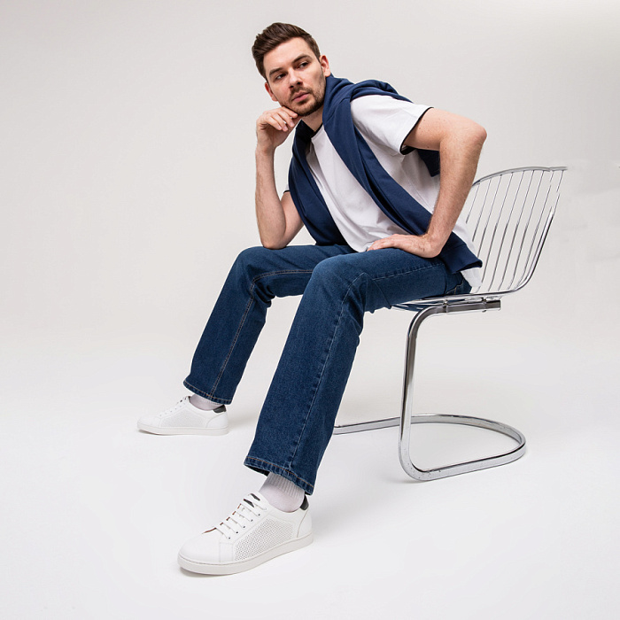 Мужские кеды BRUNO RENZONI  белые, артикул 8821B-890B