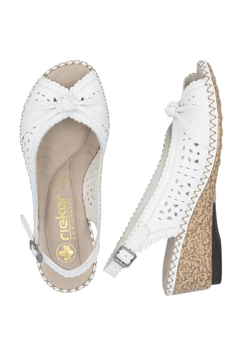 Женские босоножки  RIEKER белые, артикул 66176-81
