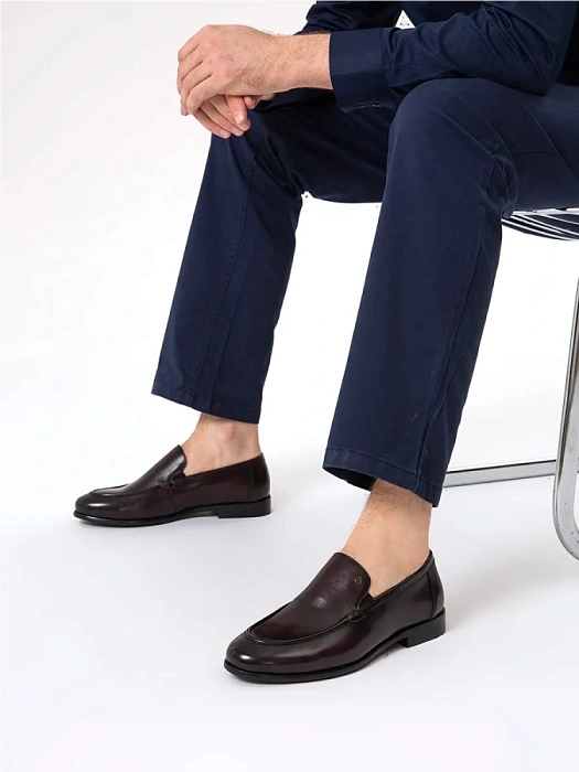 Мужские лоферы BRUNO RENZONI  бордовые, артикул F310AB-78B