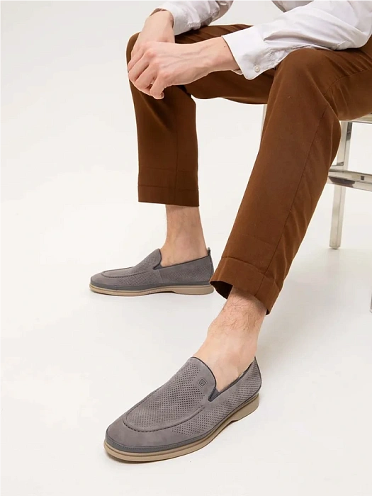 Мужские лоферы BRUNO RENZONI  серые, артикул MC082BB-4B