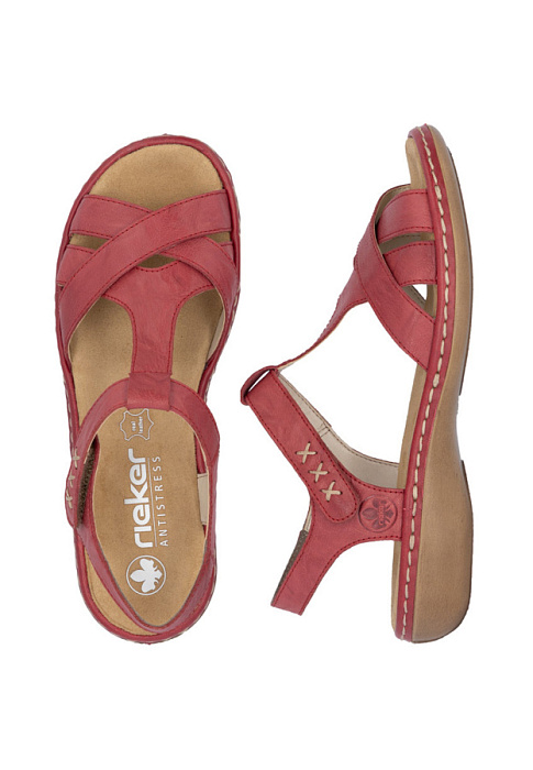 Женские сандалии RIEKER бордовые, артикул 65919-33