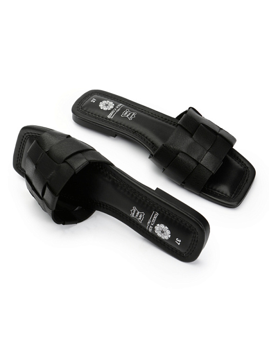 Женские шлепанцы FEDERICA RODARI черные, артикул 38E-HF610-A176L1