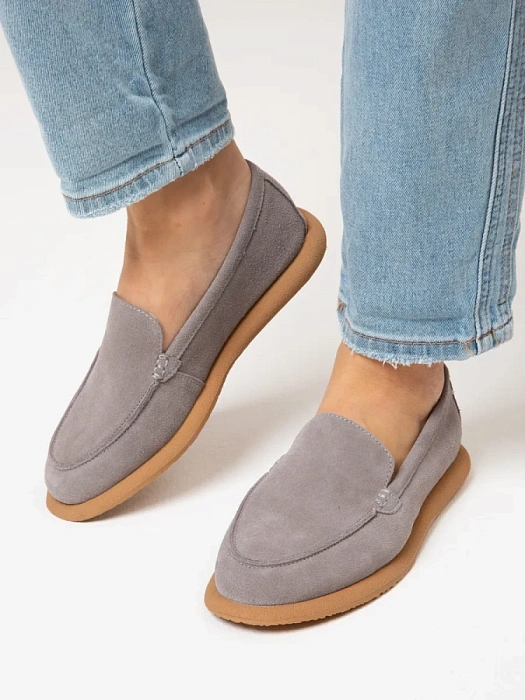 Женские мокасины FEDERICA RODARI серые, артикул 42E-2379-3F