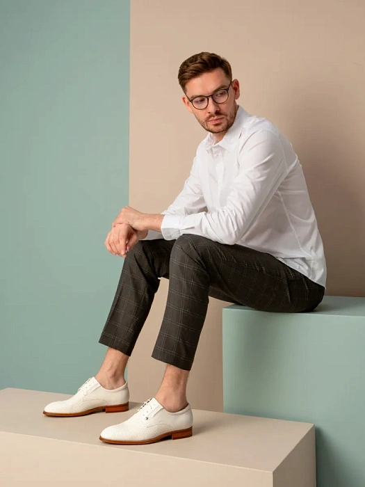 Мужские туфли BRUNO RENZONI  бежевые, артикул 5491B-710B