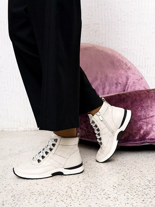 Женские ботинки basic eObuv белые, артикул 9-75256-41-144