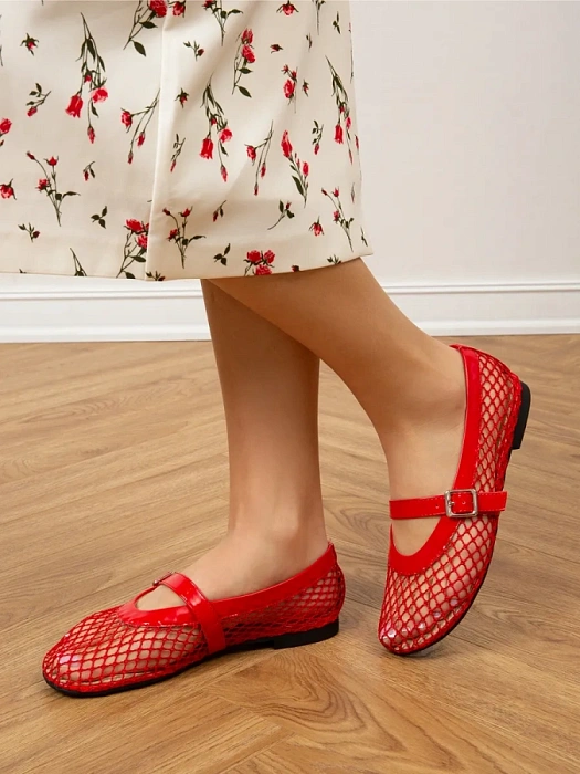 Женские балетки SOFIA-ALEXANDRA красные, артикул 38H-HF1272-6194D3