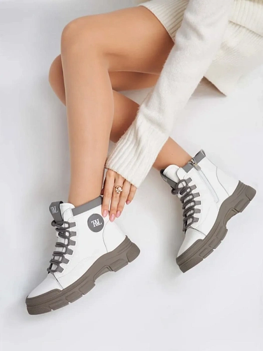 Женские ботинки eObuv белые/серые, артикул AW25-60-3