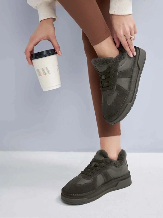 Женские кеды eObuv серые, артикул DQQ-W25-WLM3-0020-3(L)