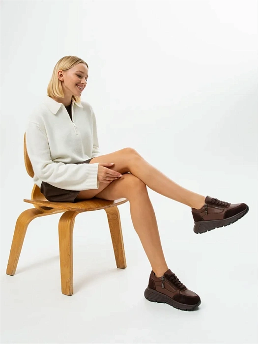 Женские кроссовки FEDERICA RODARI коричневые, артикул 42E-2382-9A