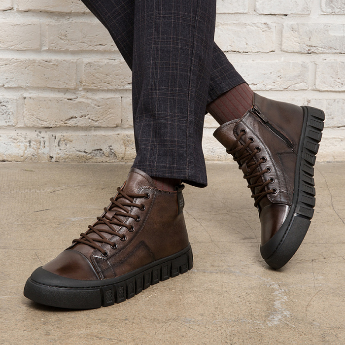 Мужские ботинки basic BRUNO RENZONI  коричневые, артикул BR14640-MT/10