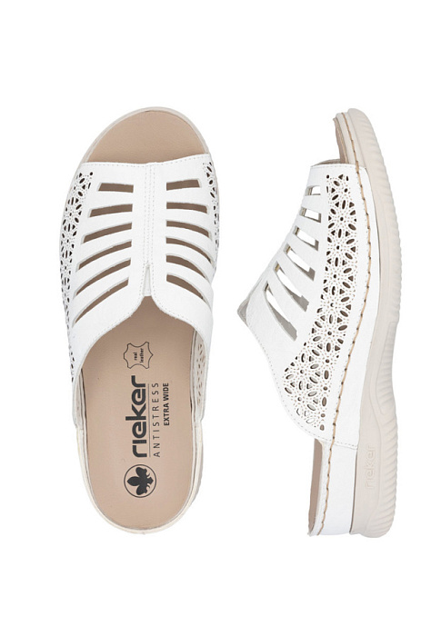 Женские сабо RIEKER белые, артикул V7495-80