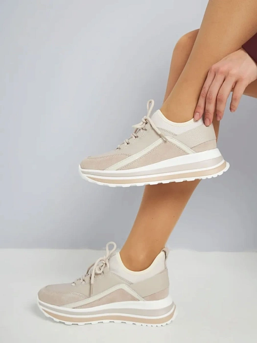 Женские кроссовки eObuv бежевые, артикул 81060-6