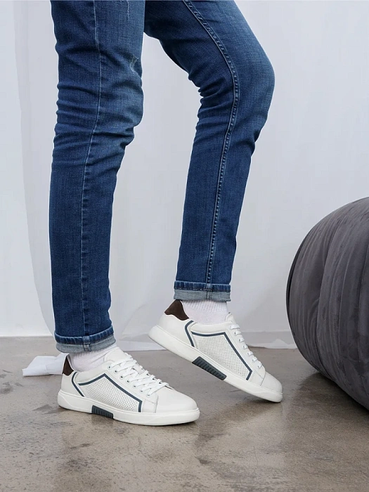 Мужские кеды BRUNO RENZONI  белые, артикул MC084B-1A