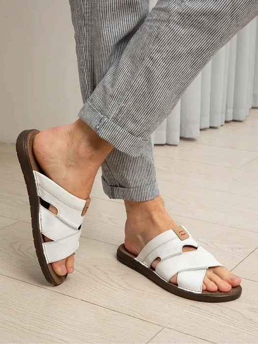 Мужские слайдеры BRUNO RENZONI  белые, артикул 028.6025-10