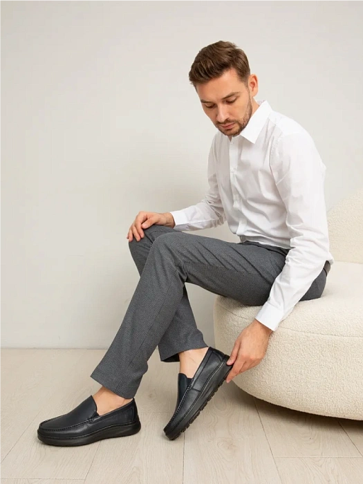 Мужские мокасины BRUNO RENZONI  синие, артикул 2465A-1-C18