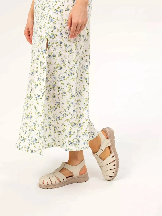 Женские сандалии eObuv бежевые, артикул 52E-LQ6127-021.EO