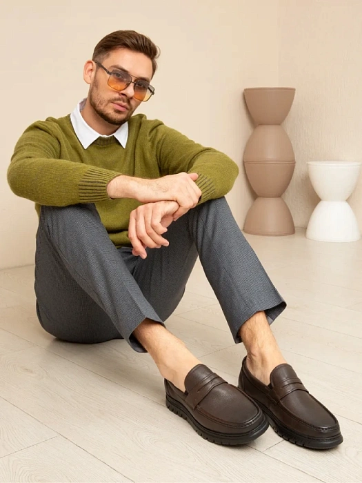 Мужские мокасины BRUNO RENZONI  коричневые, артикул 2493A-1-B12