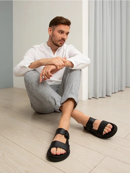 Мужские слайдеры BRUNO RENZONI  черные, артикул 031.674-1_black