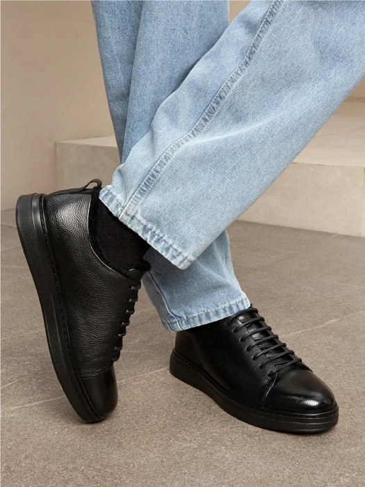 Мужские кеды BRUNO RENZONI  черные, артикул A002-1